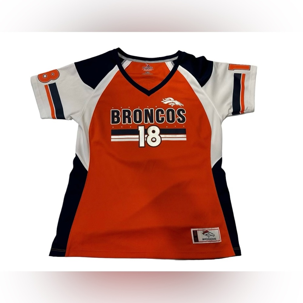 Majestic Denver Broncos Women's #18 Orange Navy White Jersey
